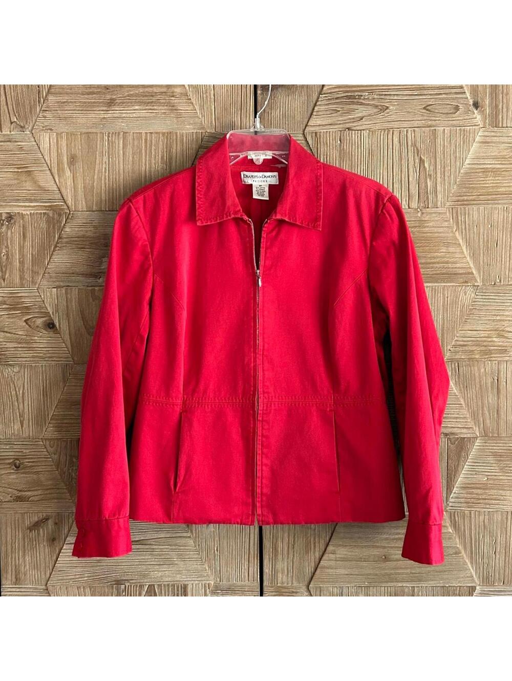 Drapers & Damons Women's Business Casual Preppy Red Jacket SZ 8P Full Zip Office